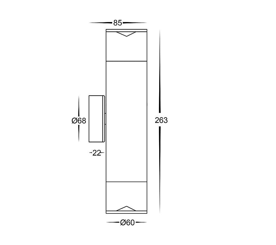 3A ST Cylinder Up & Down Wall Light Titanium