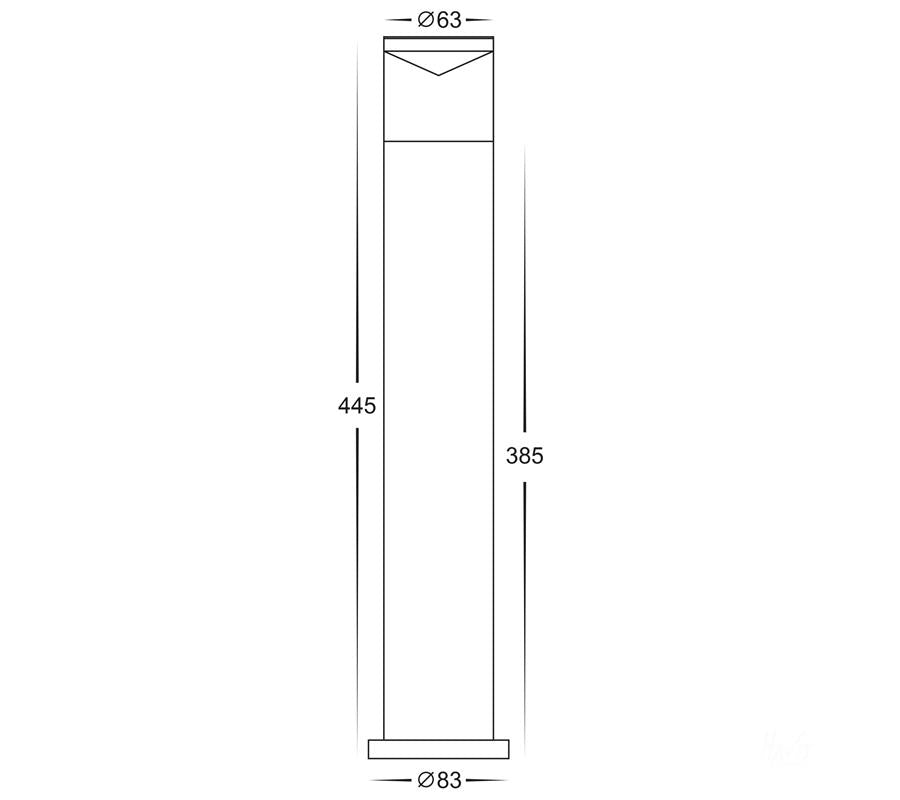 3A ST Cylinder LED Bollard Light 445mm Black