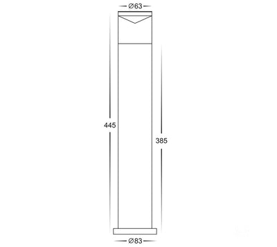 3A ST Cylinder LED Bollard Light 445mm Black