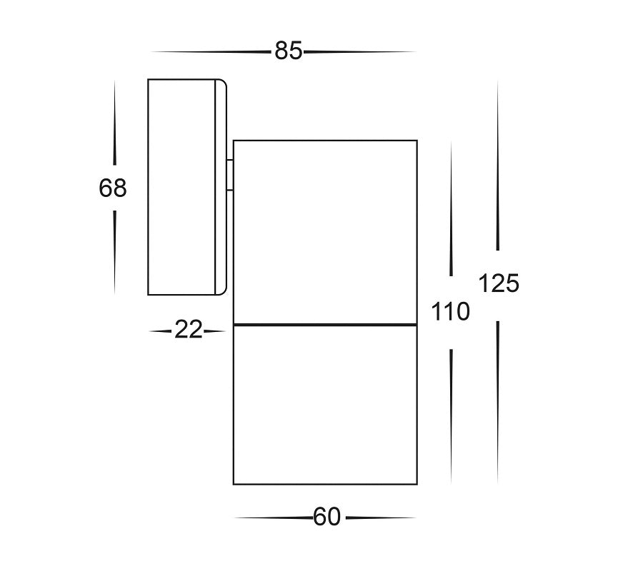 3A Fixed Down Wall Light Black