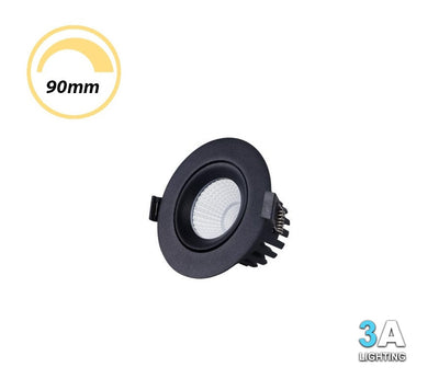 3A 10W LED COB Gimble Dimmable Downlight Recessed Black
