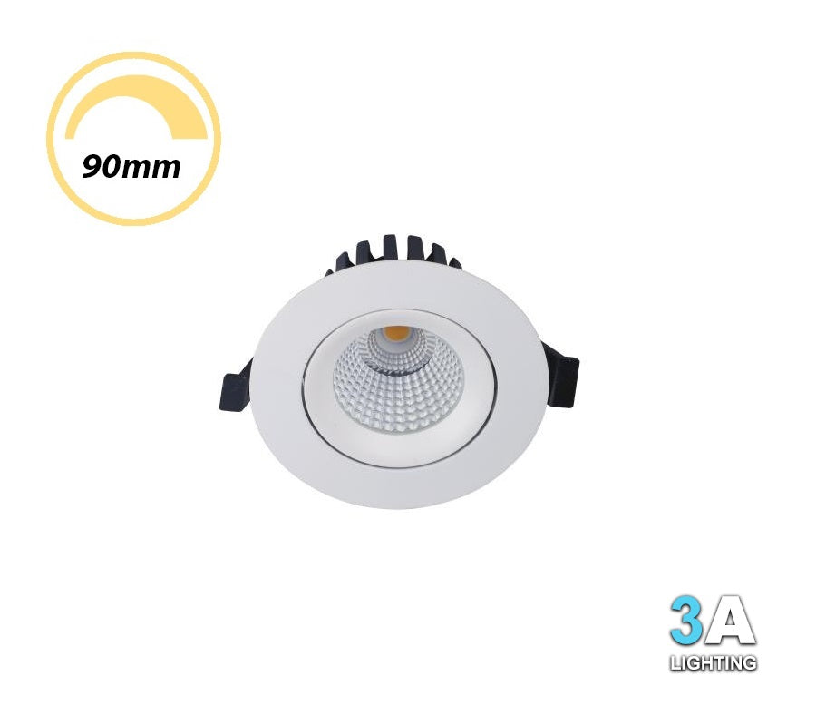 3A 10W LED COB Gimble Dimmable Downlight Recessed White
