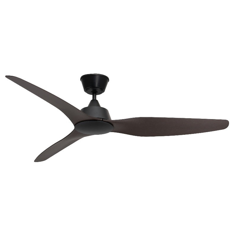 Mercator Guardian 1420 Ceiling Fan IP55 NL Black Body Dark Timber Blades